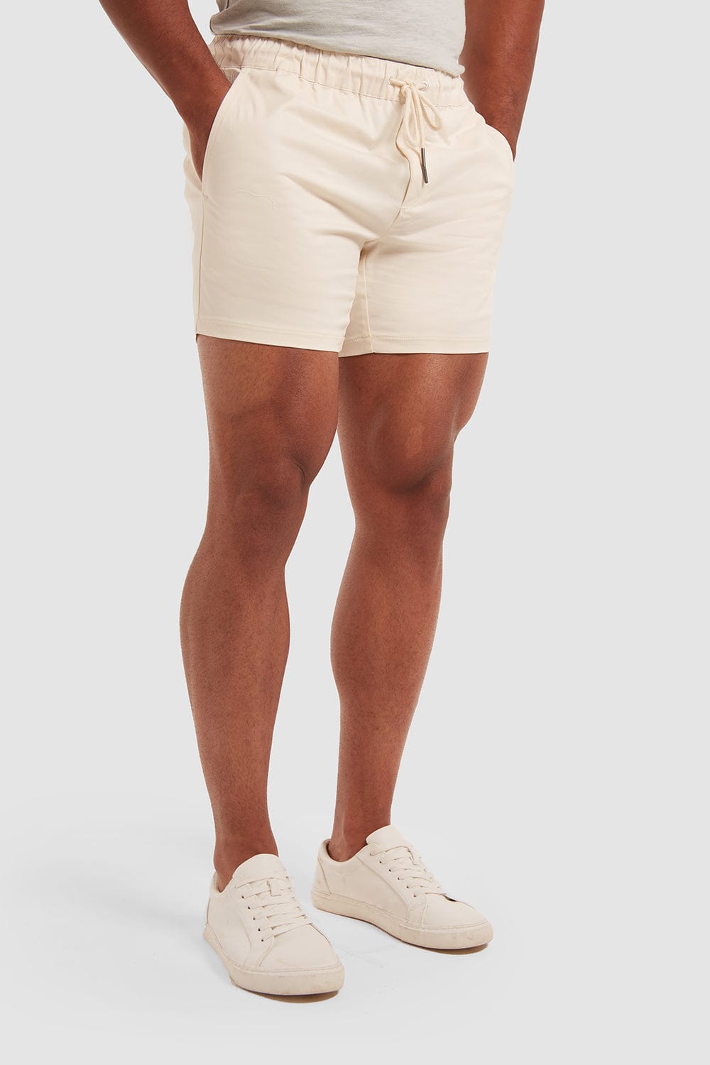 Muscle Fit Drawstring Chino Shorts in Chalk - TAILORED ATHLETE - ROW