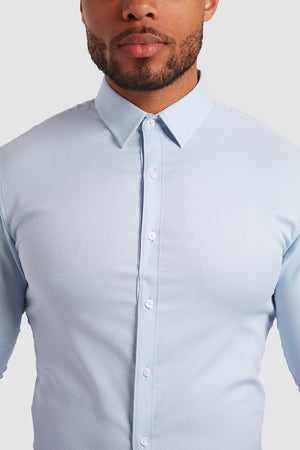 Luxe Business Shirt in Textured Dobby Blue - TAILORED ATHLETE - ROW