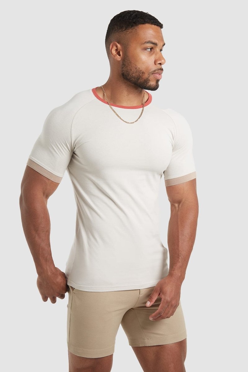 Contrast Trim T-Shirt in Pebble - TAILORED ATHLETE - ROW