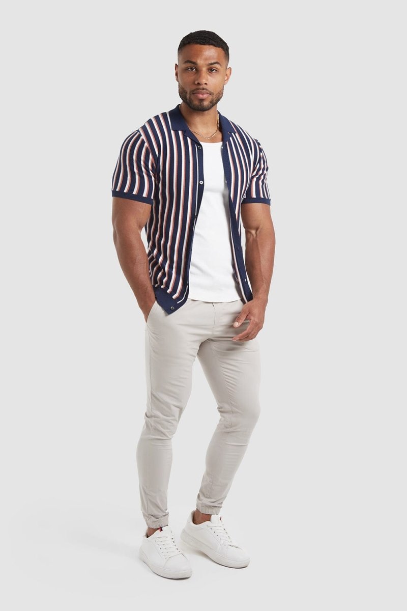 blue and white striped shirt mens short sleeve