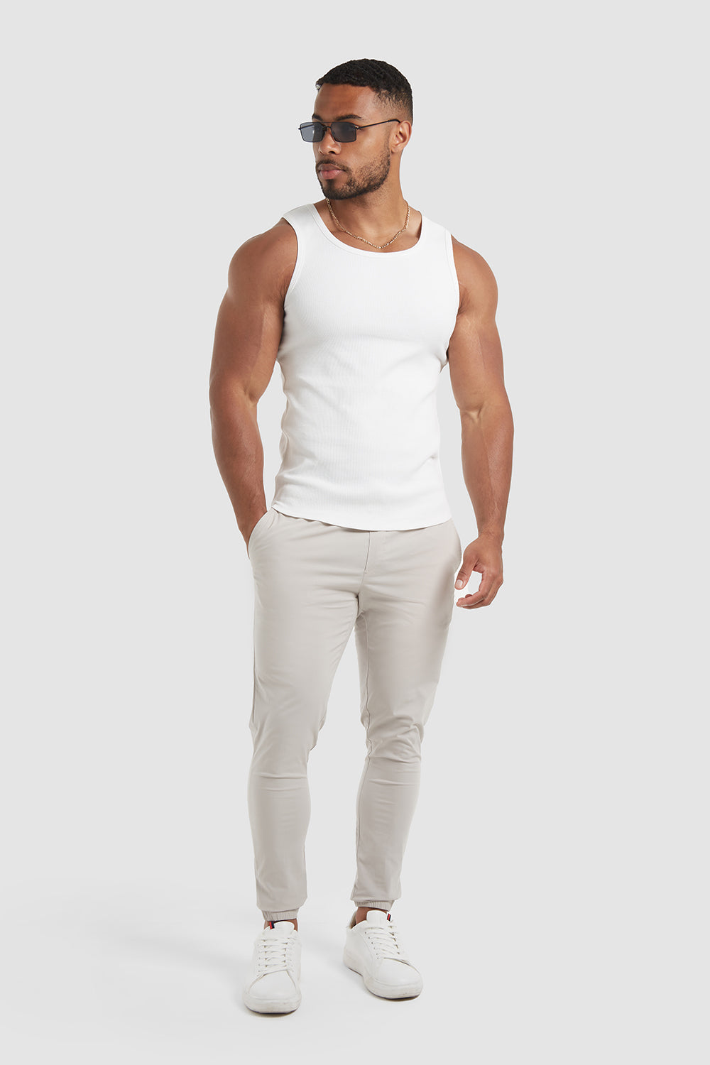 Ribbed Vest in White - TAILORED ATHLETE - ROW