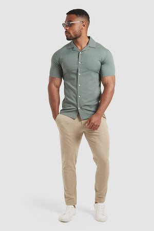 Bamboo Revere Collar Shirt (SS) in Dusty Pine - TAILORED ATHLETE - ROW