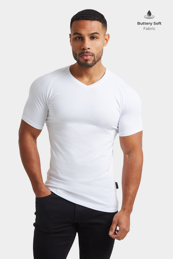 Premium Muscle Fit V-Neck in White