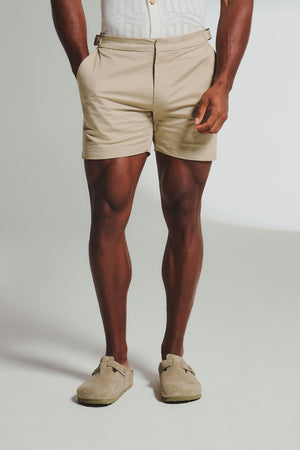 Smart Chino Side Adjuster Shorts in Stone
