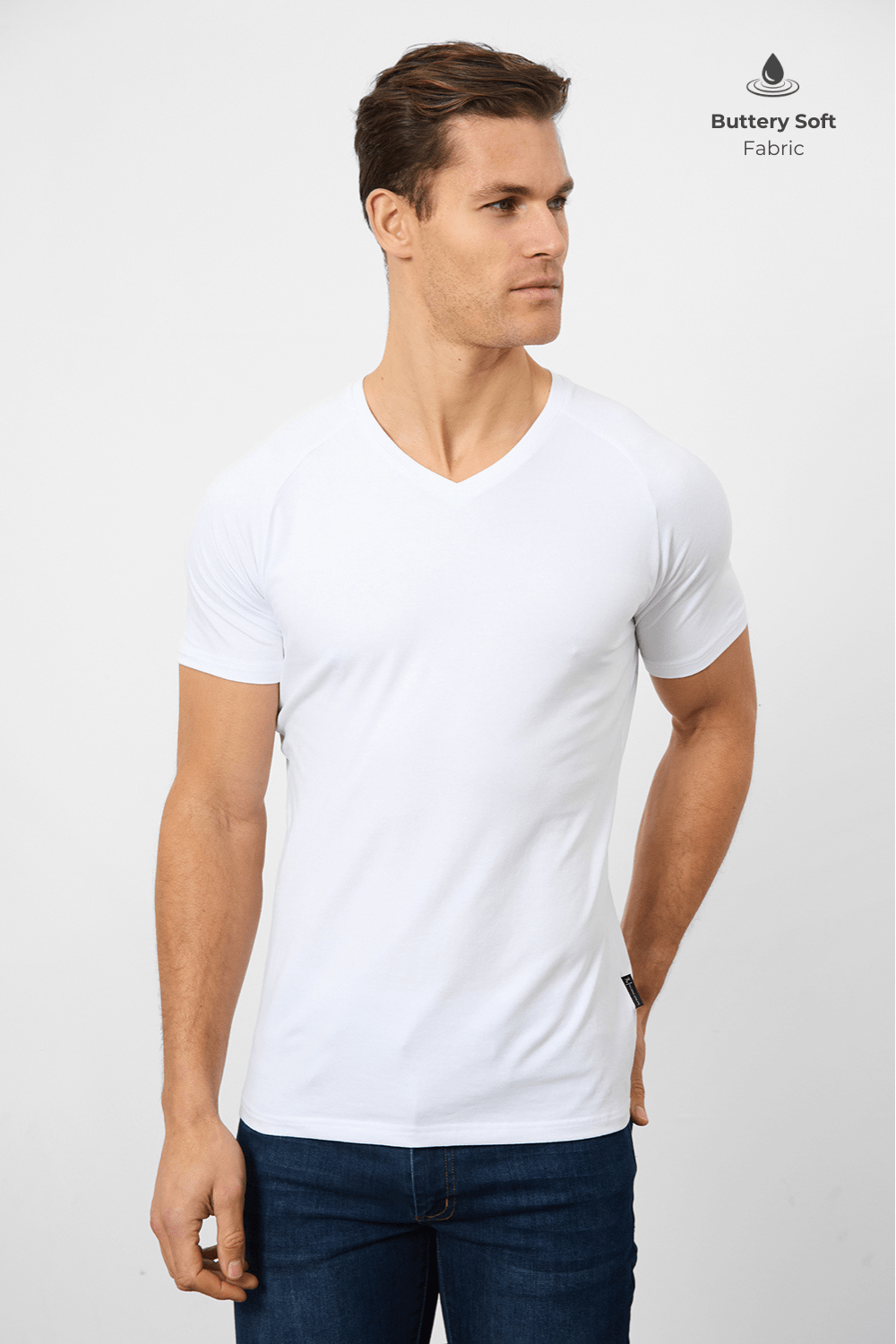 Premium Muscle Fit V-Neck in White - TAILORED ATHLETE - ROW