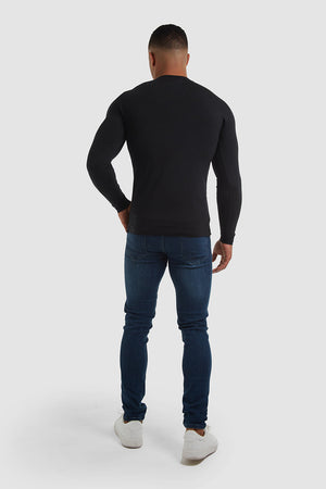 Long Sleeve Everyday Henley T-Shirt in Black - TAILORED ATHLETE - ROW