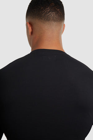 Long Sleeve Everyday Henley T-Shirt in Black - TAILORED ATHLETE - ROW