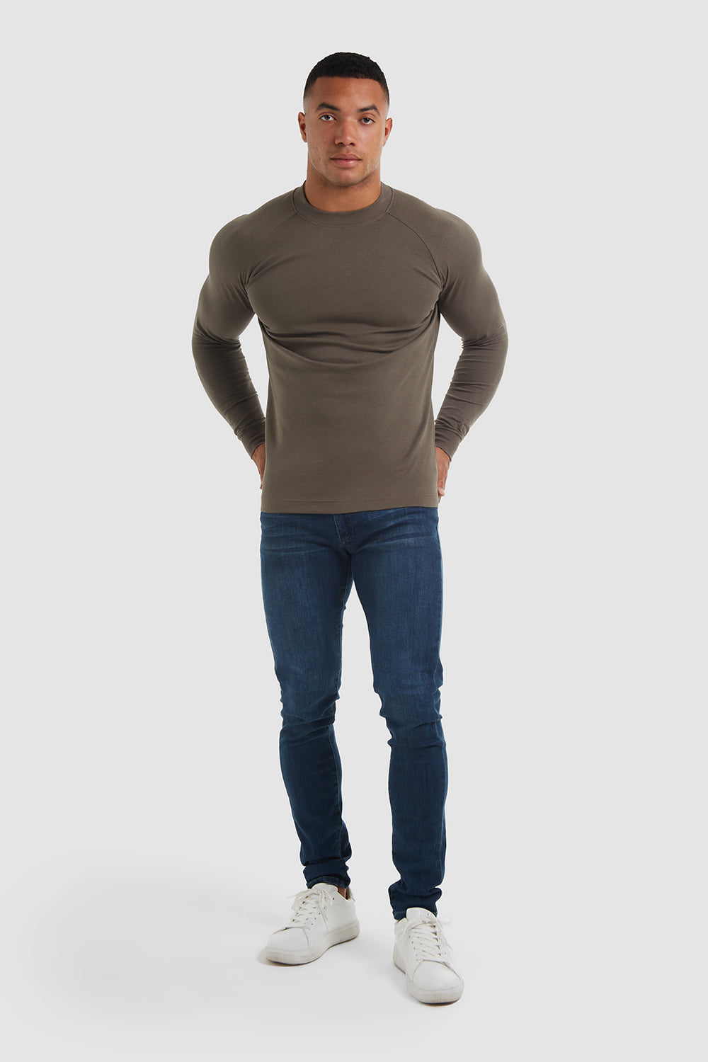 Mock Neck T-Shirt in Smoked Olive - TAILORED ATHLETE - ROW
