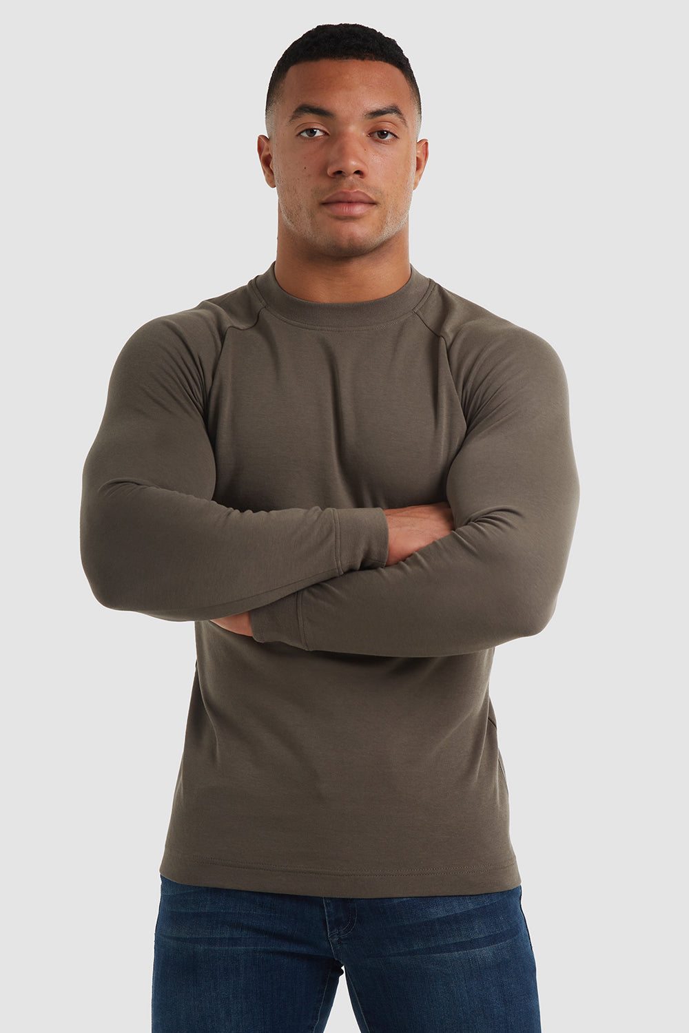 Mock Neck T-Shirt in Smoked Olive - TAILORED ATHLETE - ROW