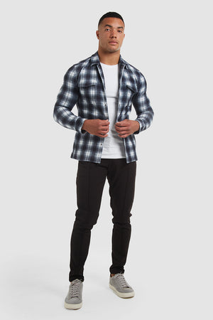 Checked Shacket in Grey/Black Check - TAILORED ATHLETE - ROW