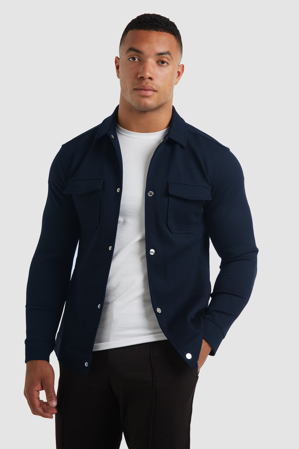 Jersey Shacket in Navy - TAILORED ATHLETE - ROW