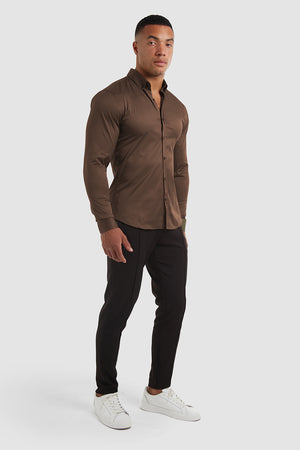 Muscle Fit Signature Shirt in Chocolate - TAILORED ATHLETE - ROW