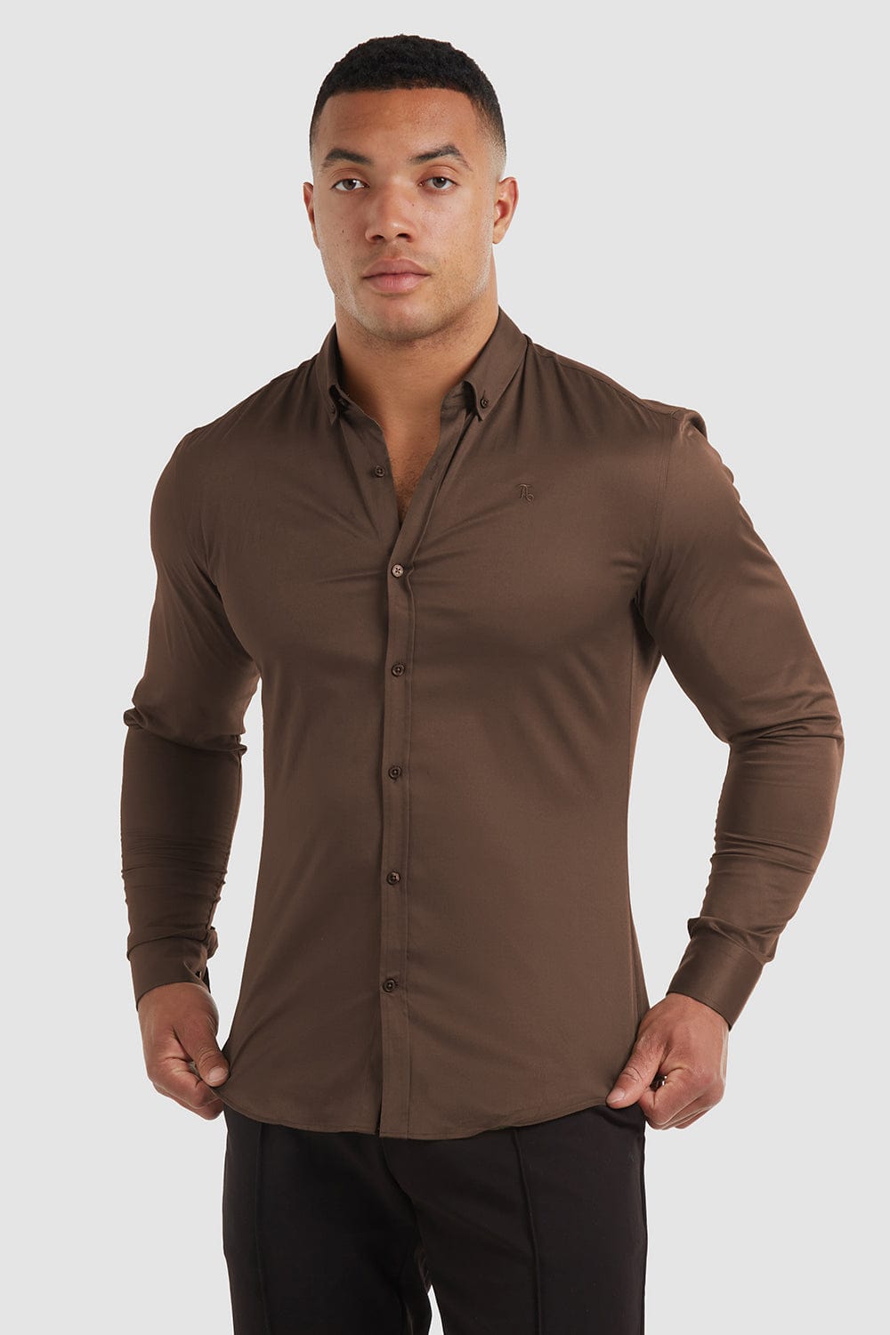 Muscle Fit Signature Shirt in Chocolate - TAILORED ATHLETE - ROW