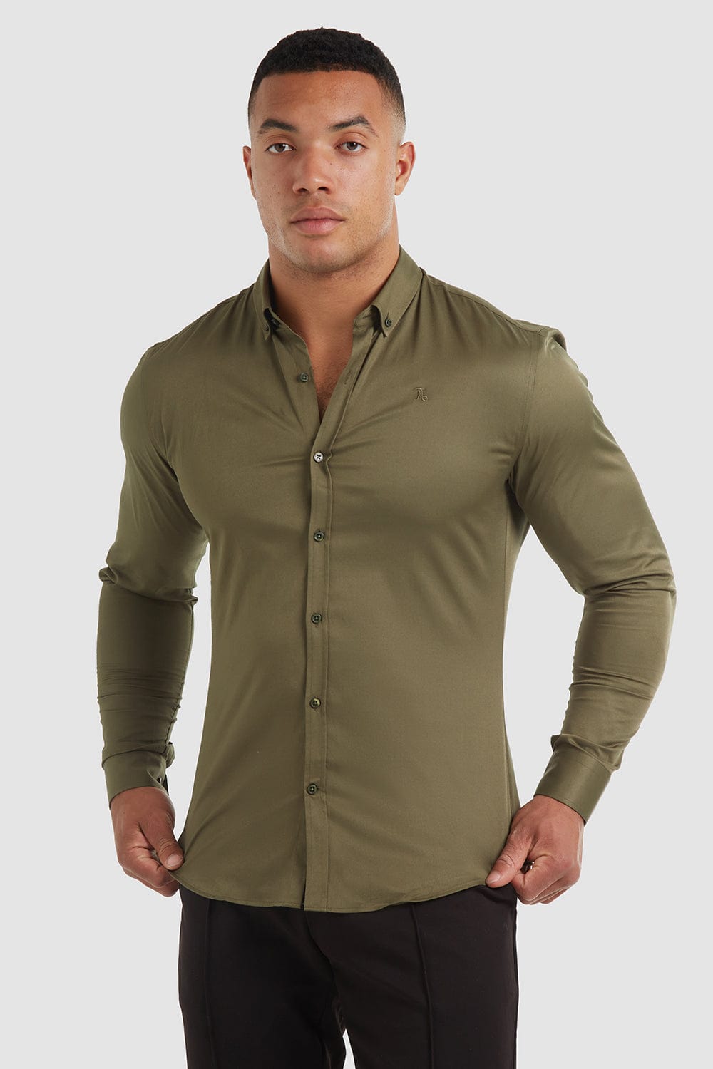 olive drab button up shirt