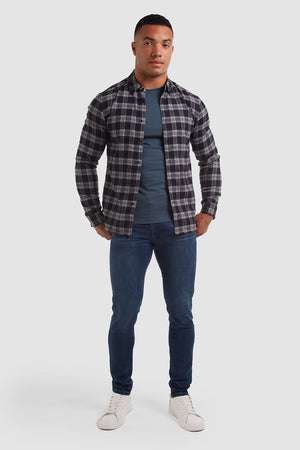 Check Overshirt in Navy/Chalk - TAILORED ATHLETE - ROW