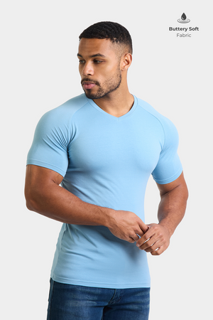 Premium Muscle Fit V-Neck in Mist Blue - TAILORED ATHLETE - ROW