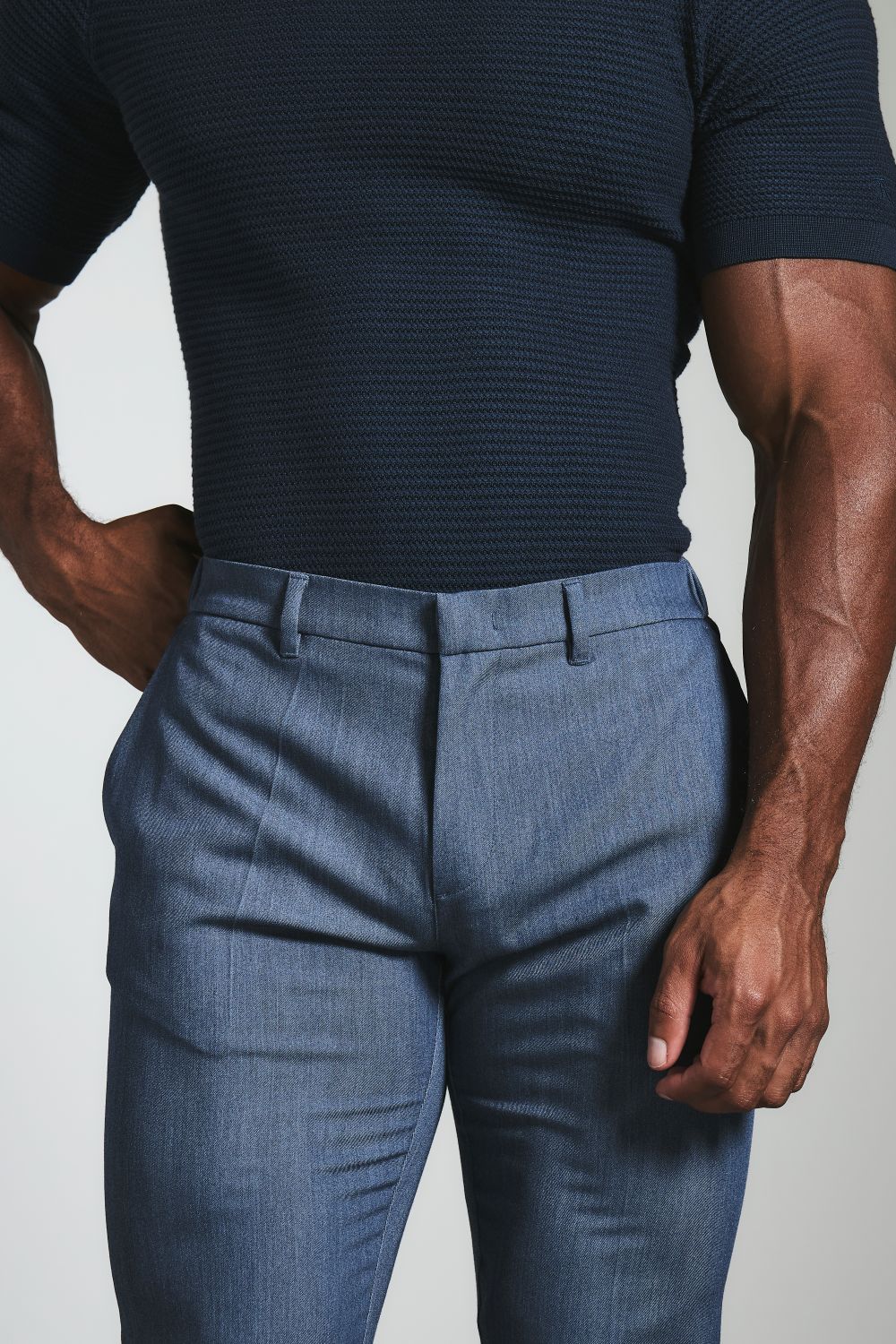 Muscle Fit Essential Trousers in Chambray
