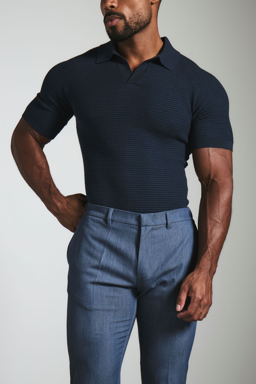 Muscle Fit Essential Trousers in Chambray