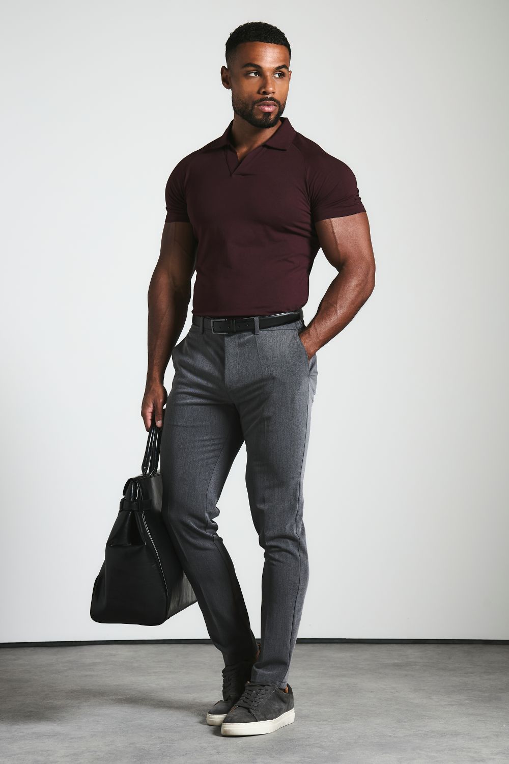Muscle Fit Essential Trousers in Charcoal