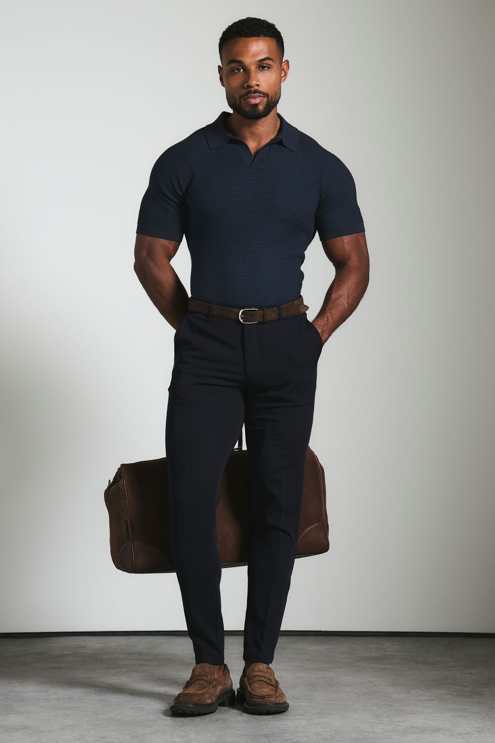 Muscle Fit Essential Trousers in Navy
