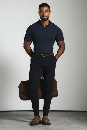 Muscle Fit Essential Trousers in Navy
