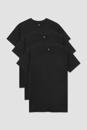 3 Pack Muscle Fit Crew Neck T-Shirt in Black - TAILORED ATHLETE - ROW