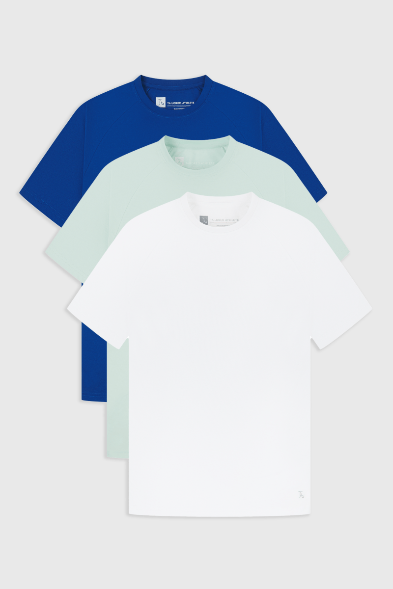 3 Pack Essential Training Top in Cobalt Blue/ Mint/ White - TAILORED ATHLETE - ROW