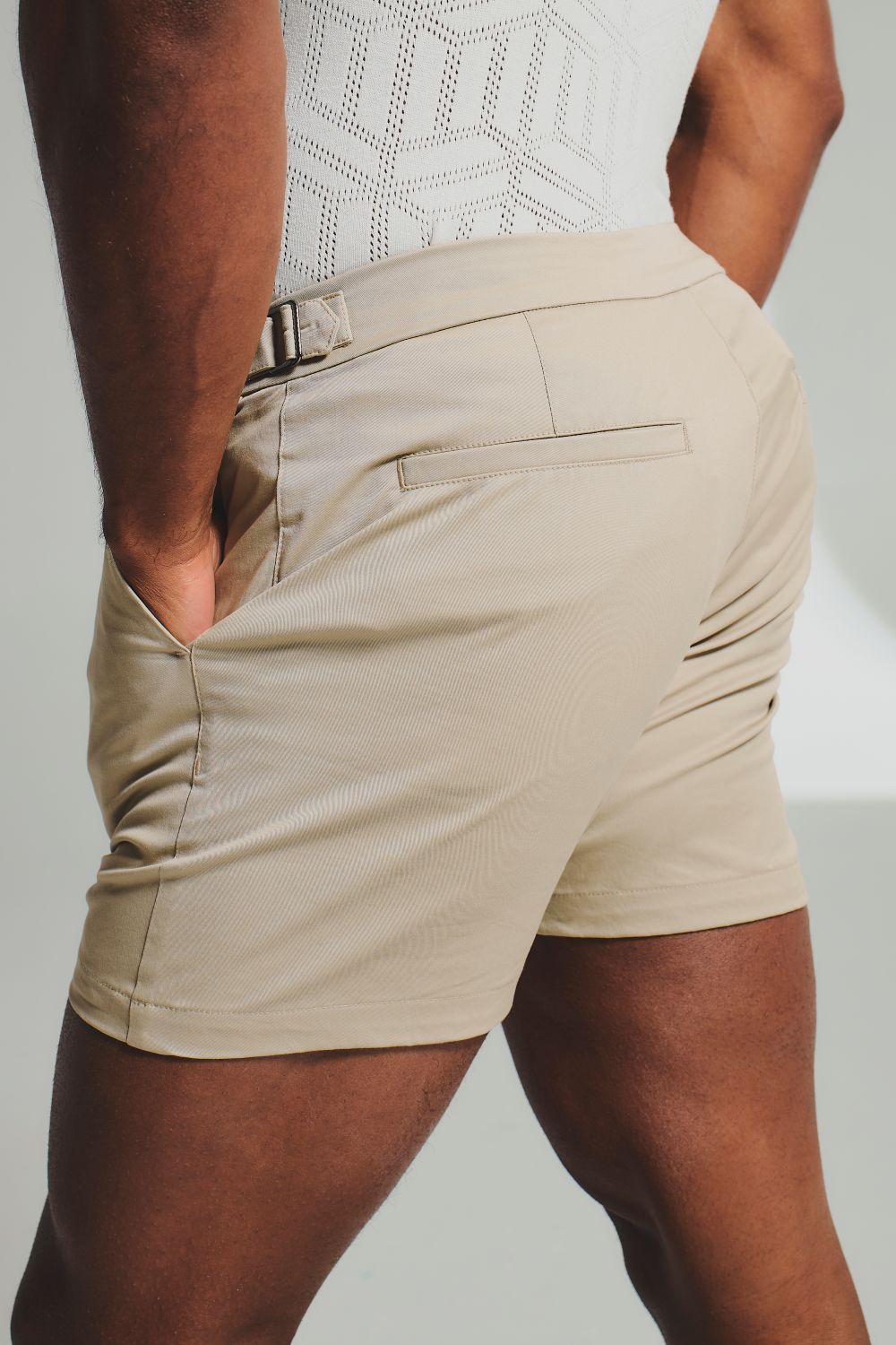 Smart Chino Side Adjuster Shorts in Stone