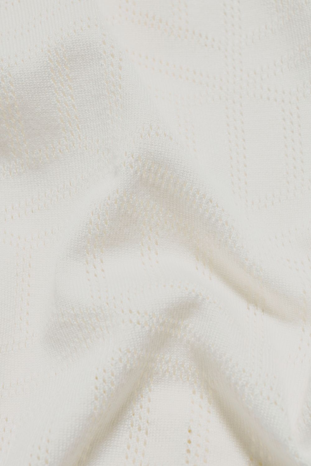 Geo Jacquard Revere Collar Knitted Shirt in White