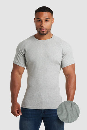 Ribbed T-Shirt in Mid Grey Marl - TAILORED ATHLETE - ROW