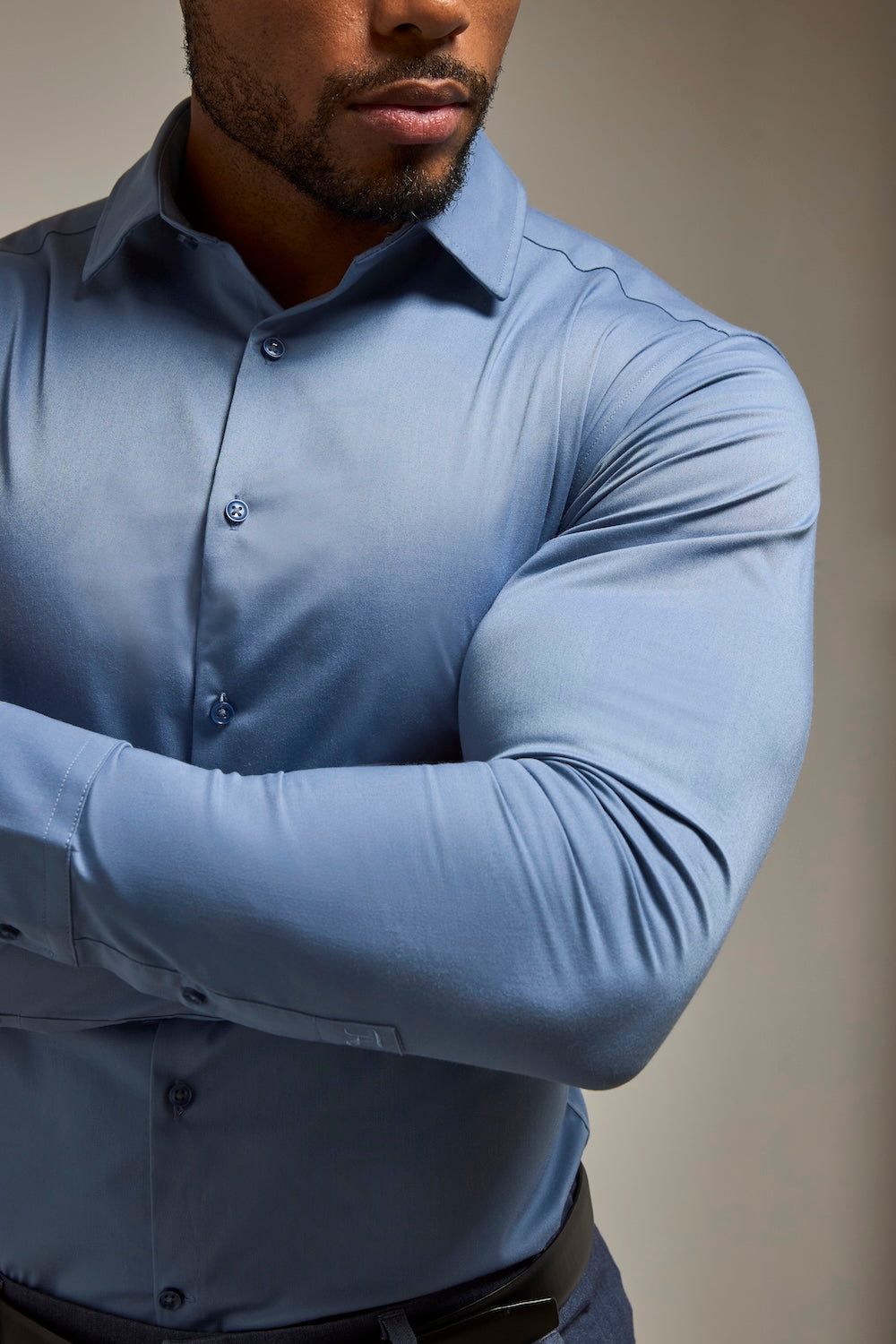 Muscle Fit Dress Shirt in Steel Blue