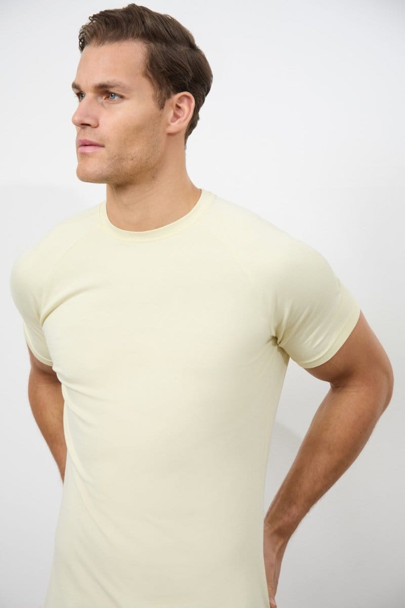 7 Pack Muscle Fit Crew Neck T-Shirt in Black/ Grey/ White/ Sage/ Mint/ Lemon/ Blue - TAILORED ATHLETE - ROW