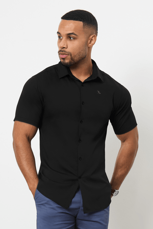 Short Sleeve Bamboo Shirt in Black - TAILORED ATHLETE - ROW