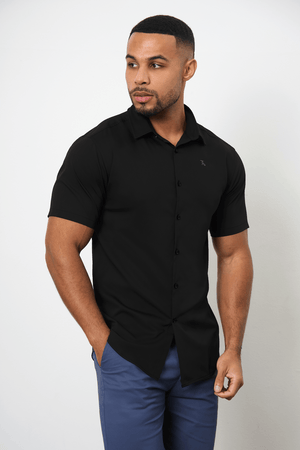 Short Sleeve Bamboo Shirt in Black - TAILORED ATHLETE - ROW