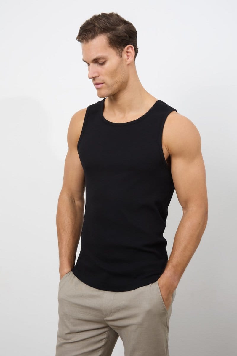 Ribbed Vest in Black - TAILORED ATHLETE - ROW