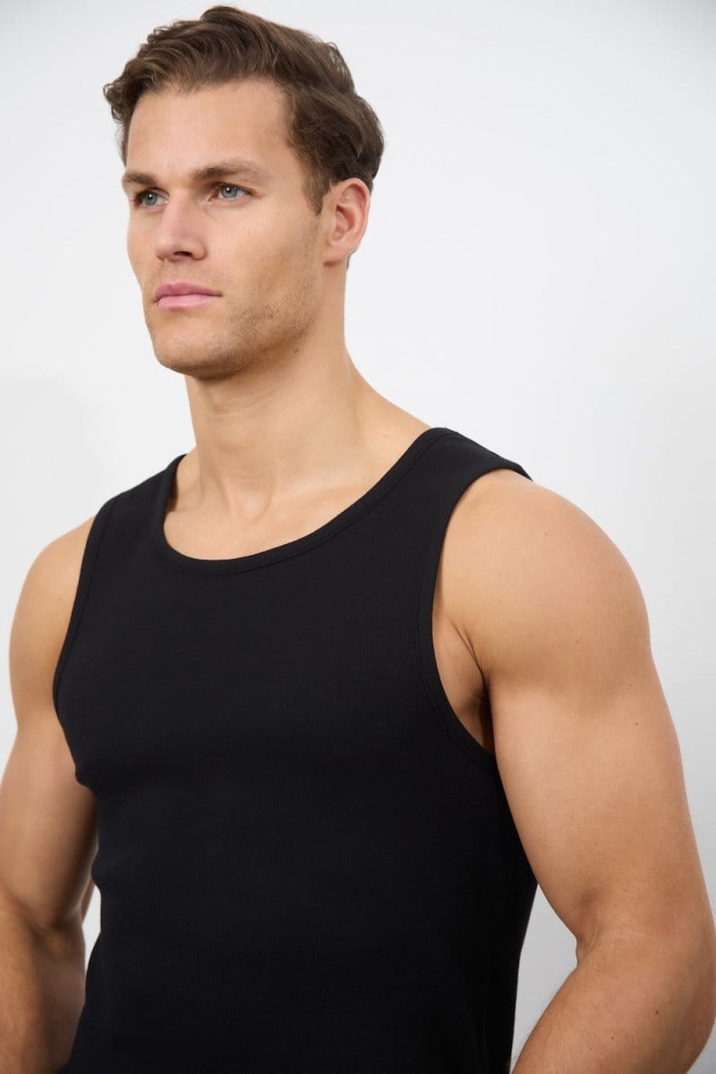 Ribbed Vest in Black - TAILORED ATHLETE - ROW