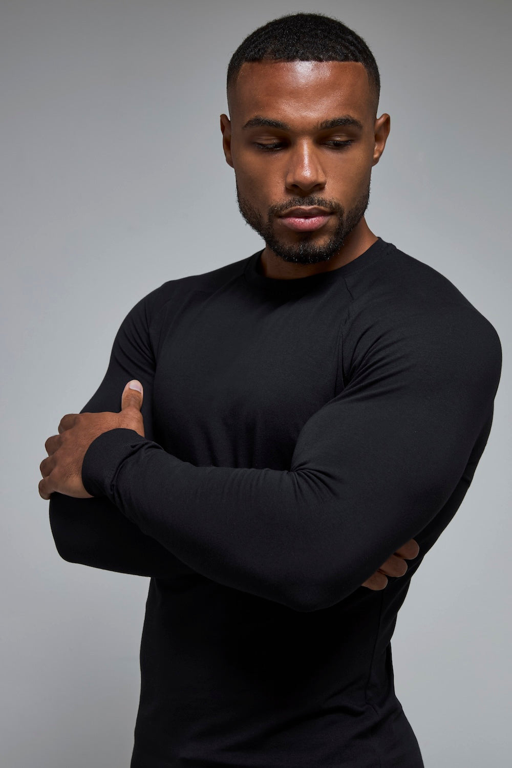 Muscle Fit 3 Pack Long Sleeve T-Shirt in Black, Navy & White