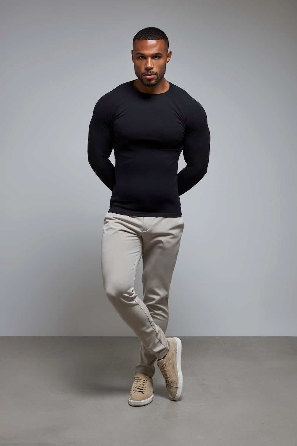 Muscle Fit 3 Pack Long Sleeve T-Shirt in Black, Navy & Charcoal