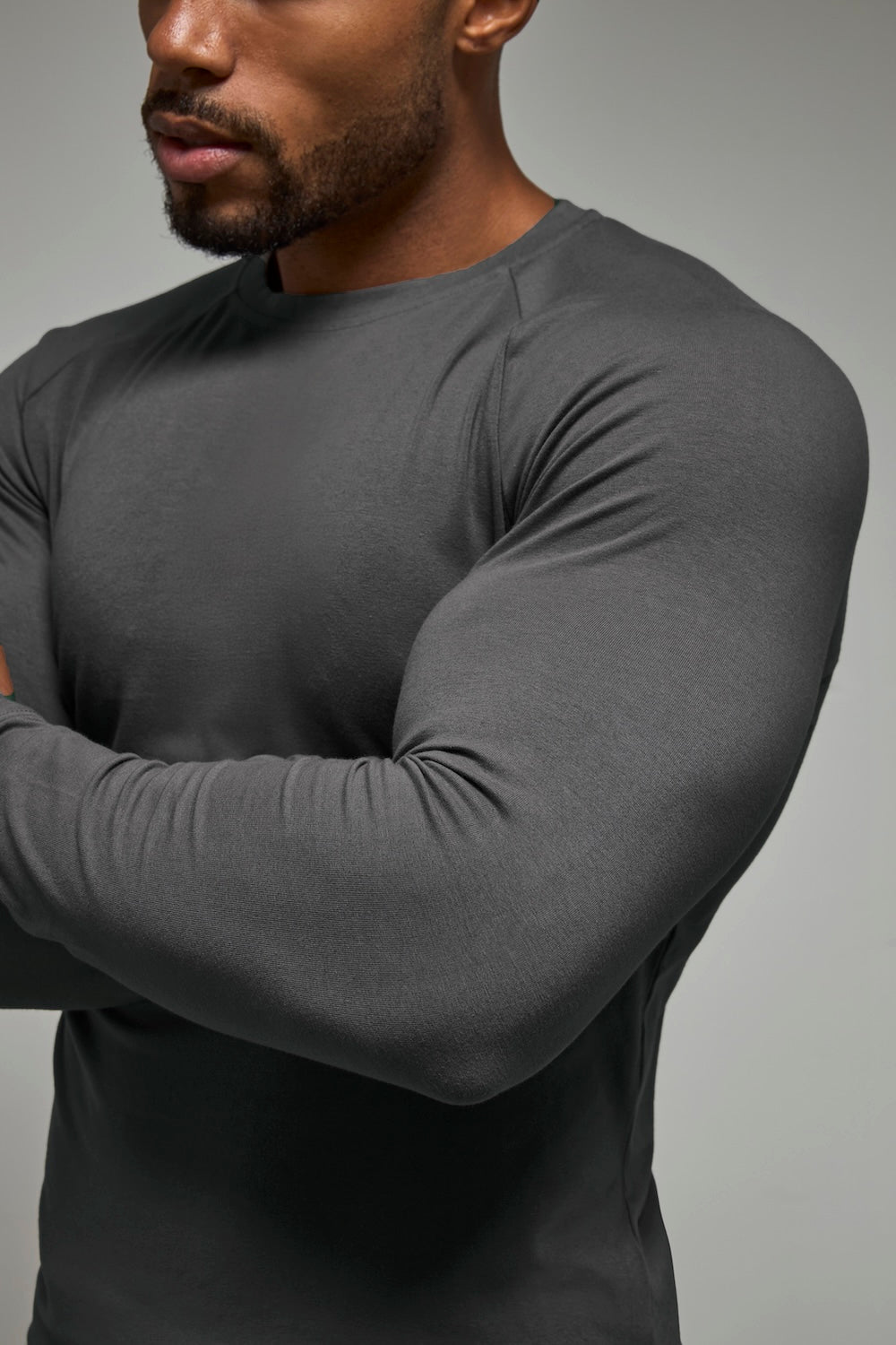 Muscle Fit 3 Pack Long Sleeve T-Shirt in Black, Navy & Charcoal
