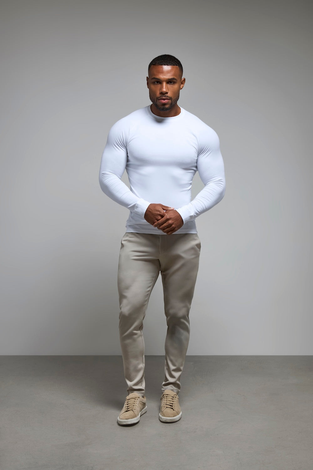 Muscle Fit 3 Pack Long Sleeve T-Shirt in Black, Navy & White