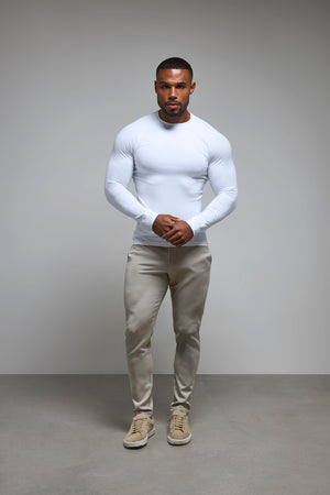 Muscle Fit Long Sleeve T-Shirt in White