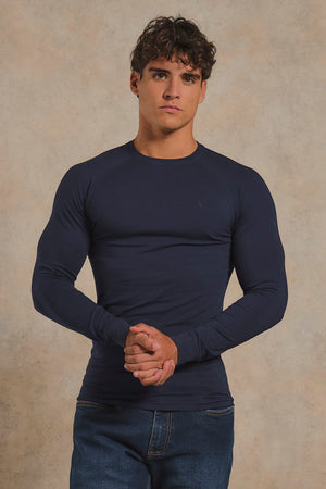 Muscle Fit Signature Long Sleeve T-Shirt in Navy