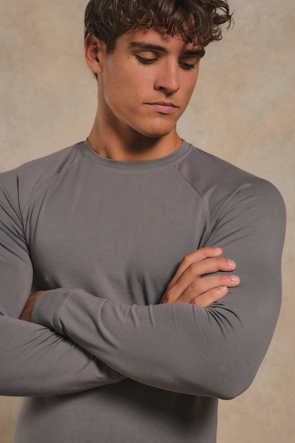 Muscle Fit Signature Long Sleeve T-Shirt in Charcoal