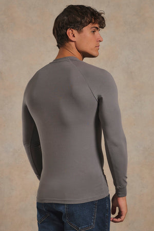 Muscle Fit Signature Long Sleeve T-Shirt in Charcoal