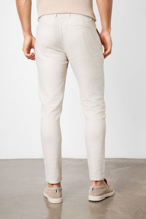 Linen Blend Single Pleated Pants in Stone - TAILORED ATHLETE - ROW