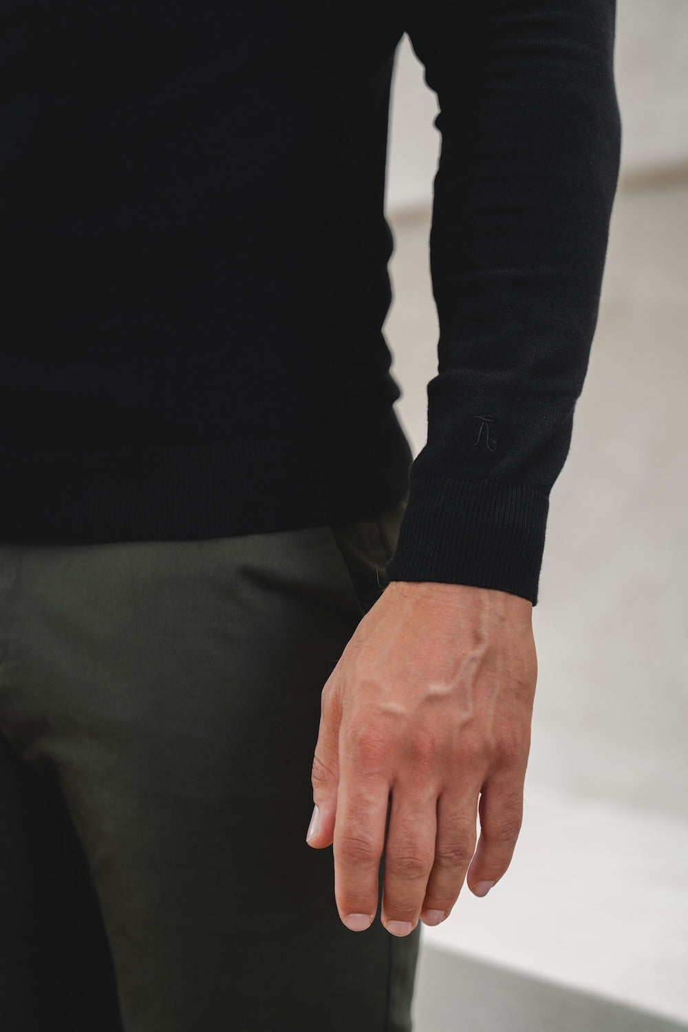 Cotton Blend Roll Neck Jumper in Black