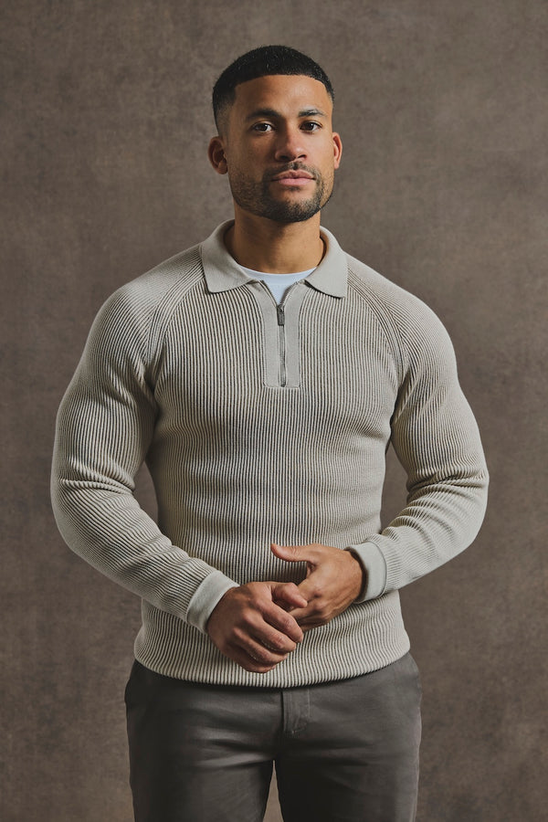 COTTONTEXTUREDKNITTEDHALFZIPPO