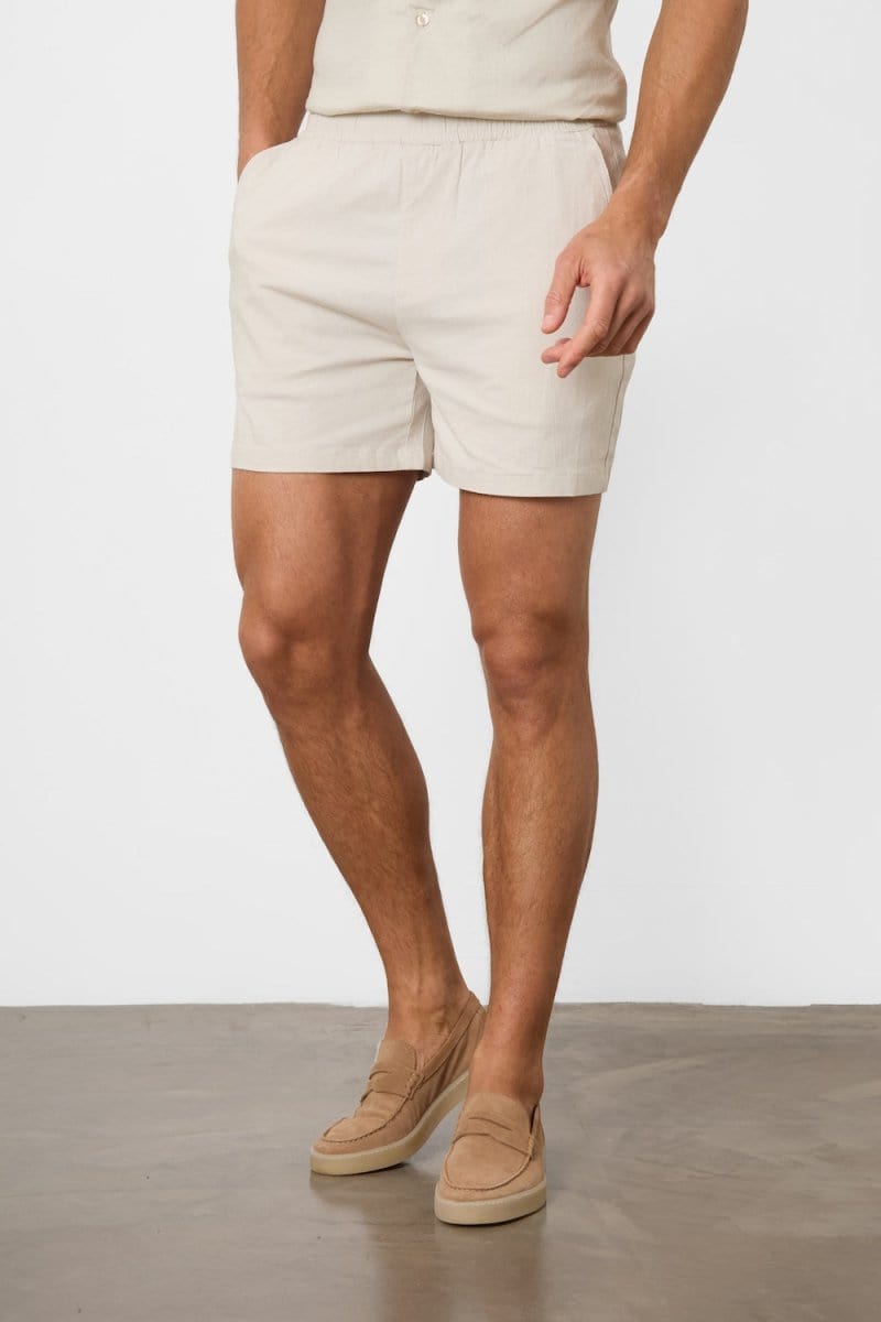 Linen Blend Shorts in Stone - TAILORED ATHLETE - ROW