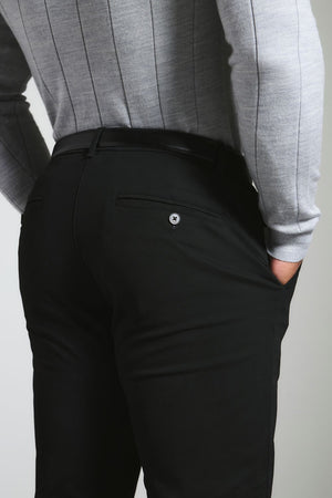 Muscle Fit Cotton Stretch Chino Trouser in Black