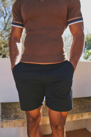 Muscle Fit Stretch Chino Shorts in Navy